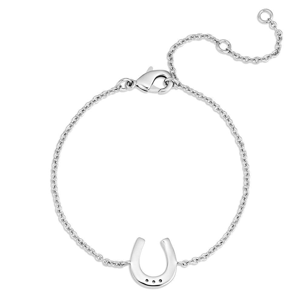 Adjustable Montana Silversmiths horseshoe bracelet with polished silver Western styling