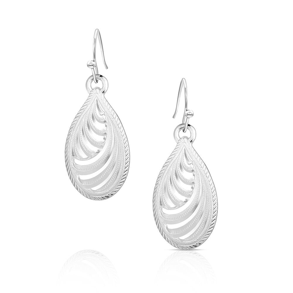 Montana Silversmiths Sandstorm Spiral Earrings handcrafted in the USA featuring polished silver-tone spiral detailing and elegant Western dangle styling.