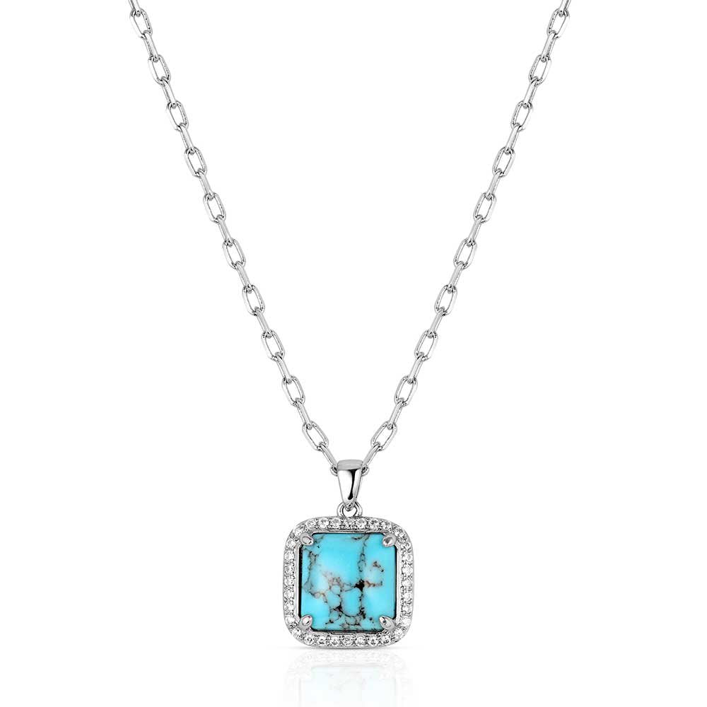 Montana Silversmiths The Glamour Cut Necklace featuring a crafted turquoise pendant with sparkling crystal accents and polished silver-tone Western styling.