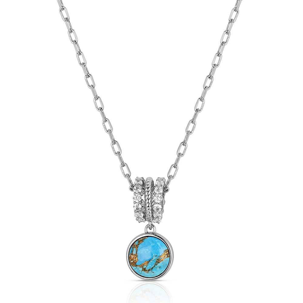 Montana Silversmiths Trailing Turquoise Necklace featuring a crafted turquoise pendant on a polished silver-tone paperclip chain with elegant Western styling.