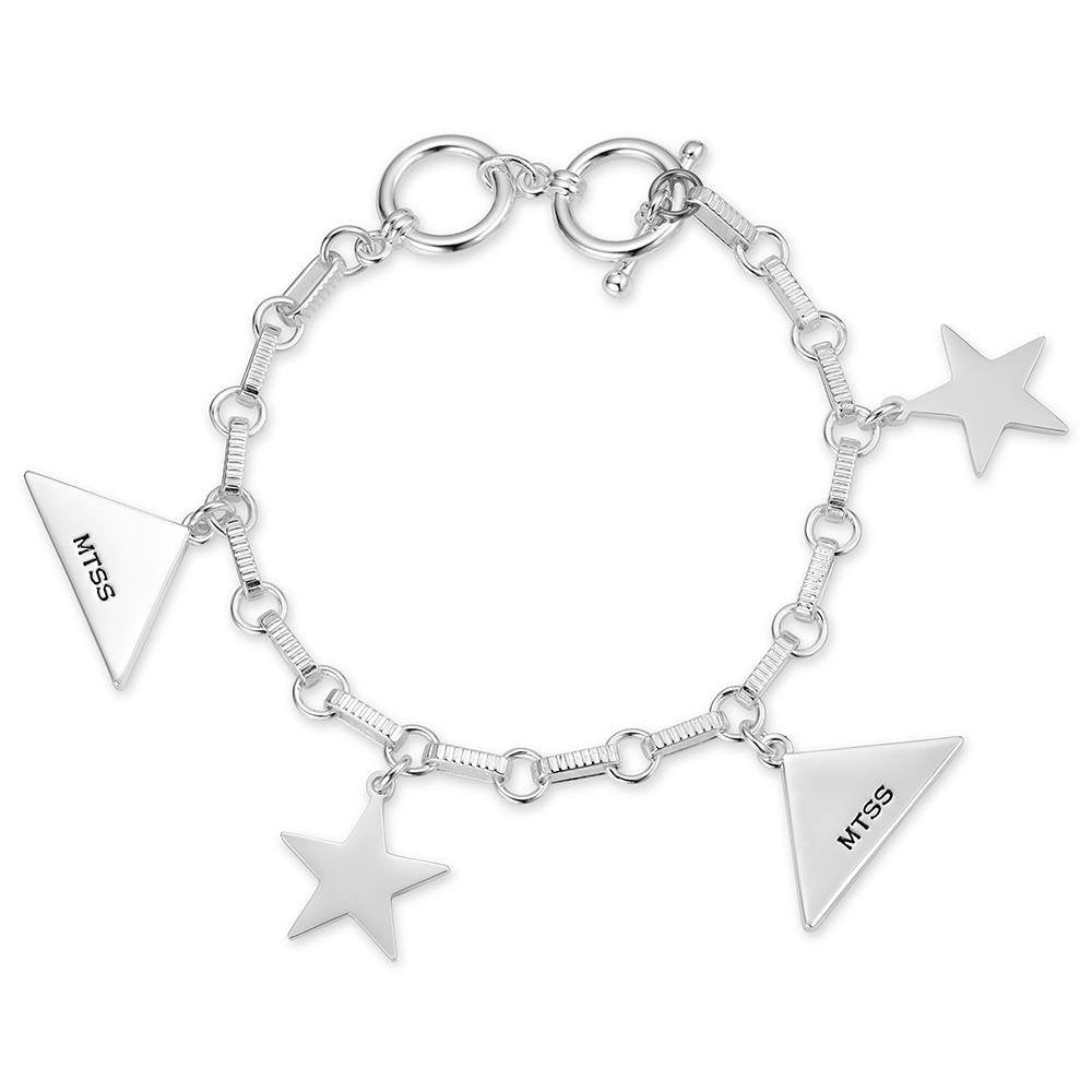 Patriotic toggle charm bracelet by Montana Silversmiths supporting Folds of Honor with engraved silver-tone charms.