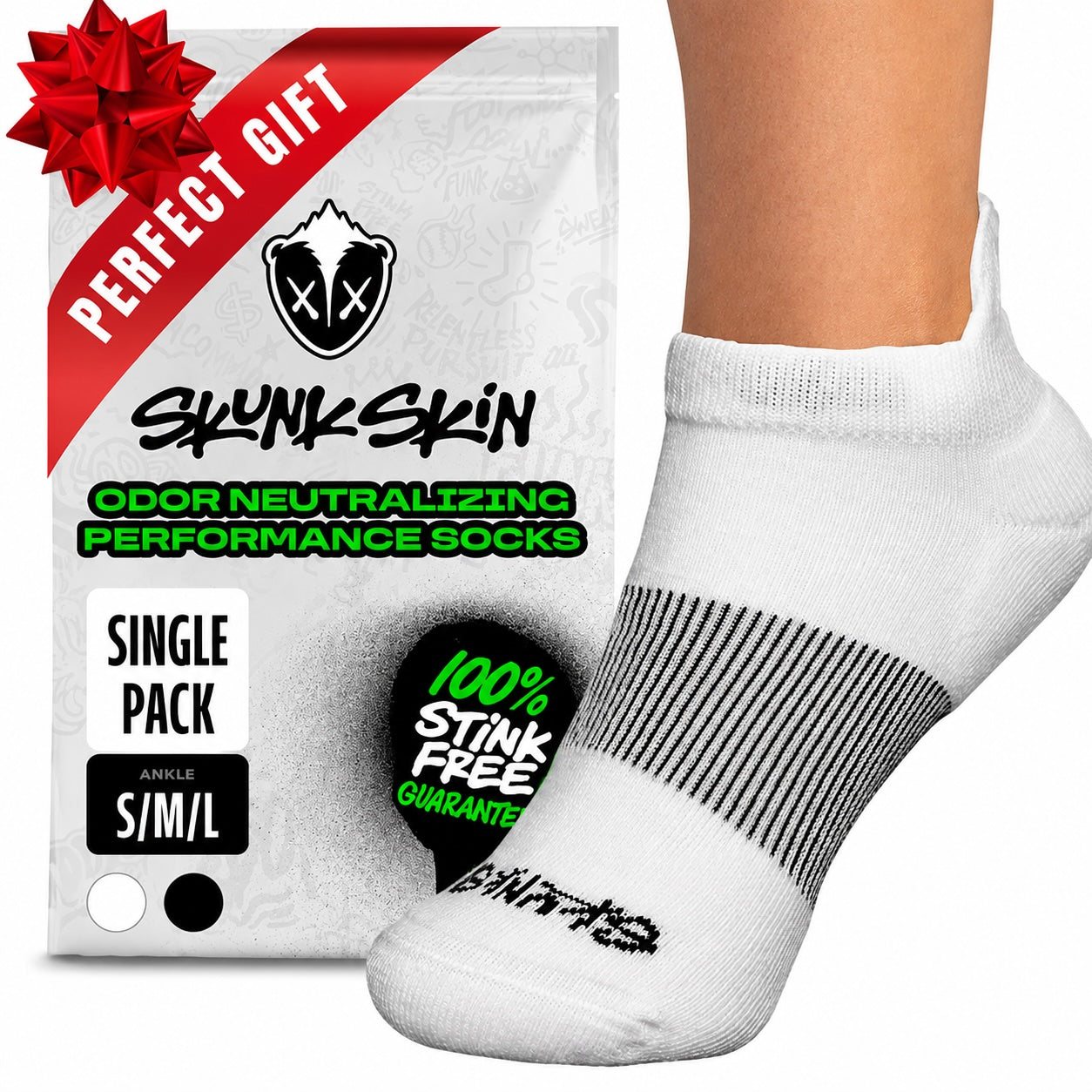 SKUNK SKIN White Odorless ankle Socks Moisture Wicking Athletic Socks