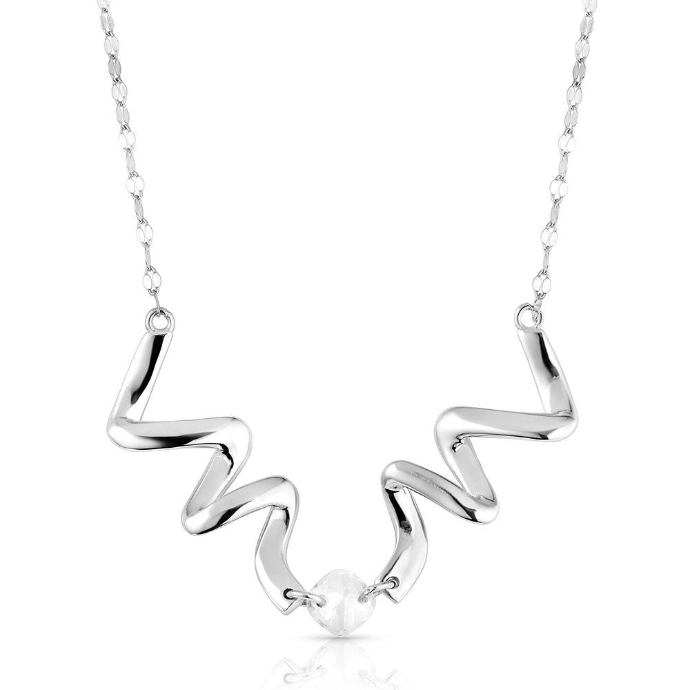 Two-tone crystal Western pendant necklace by Montana Silversmiths featuring brilliant crystal accents and elegant silver and gold-tone craftsmanship.