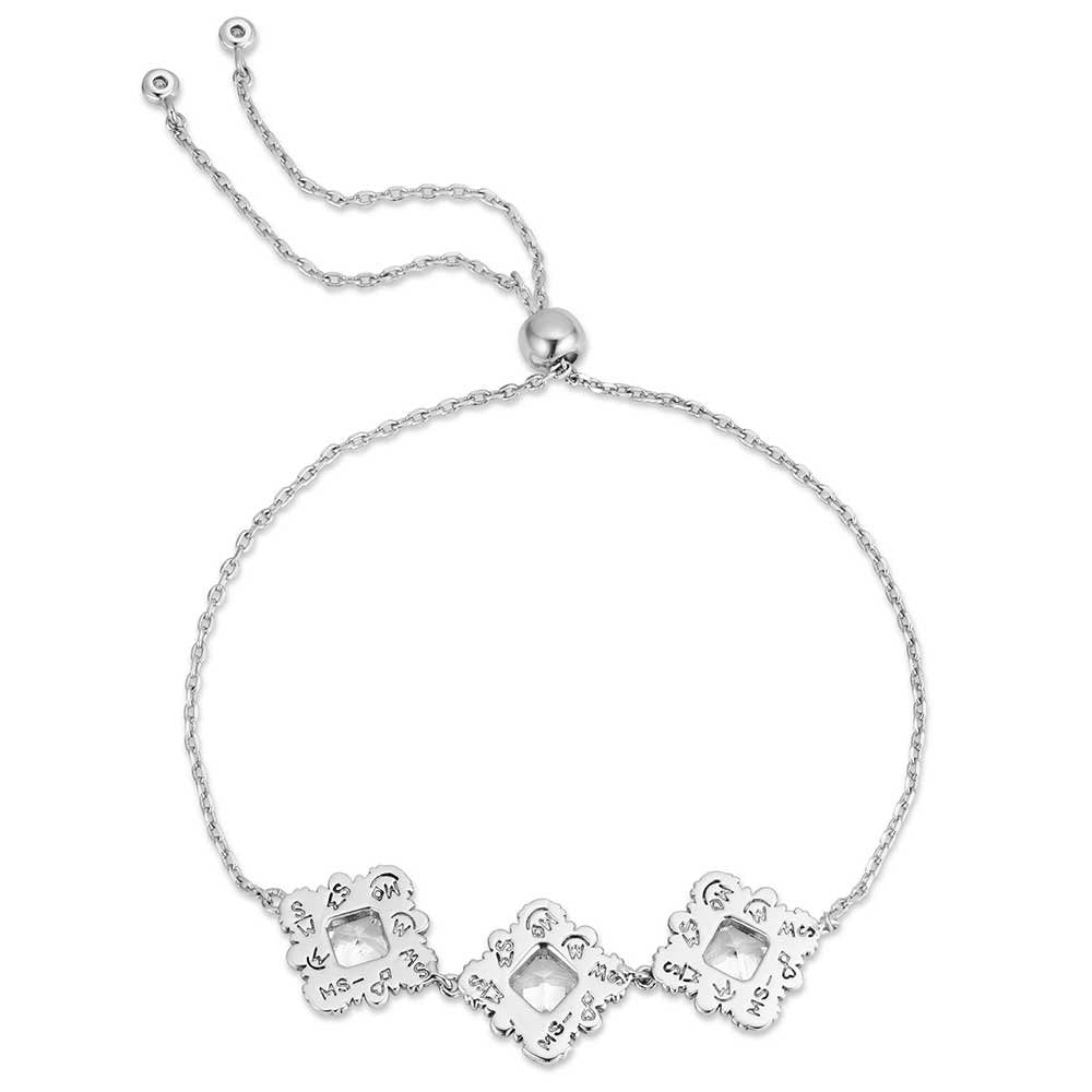 Western crystal floral adjustable bolo bracelet by Montana Silversmiths with elegant silver finish and sparkling crystal details.