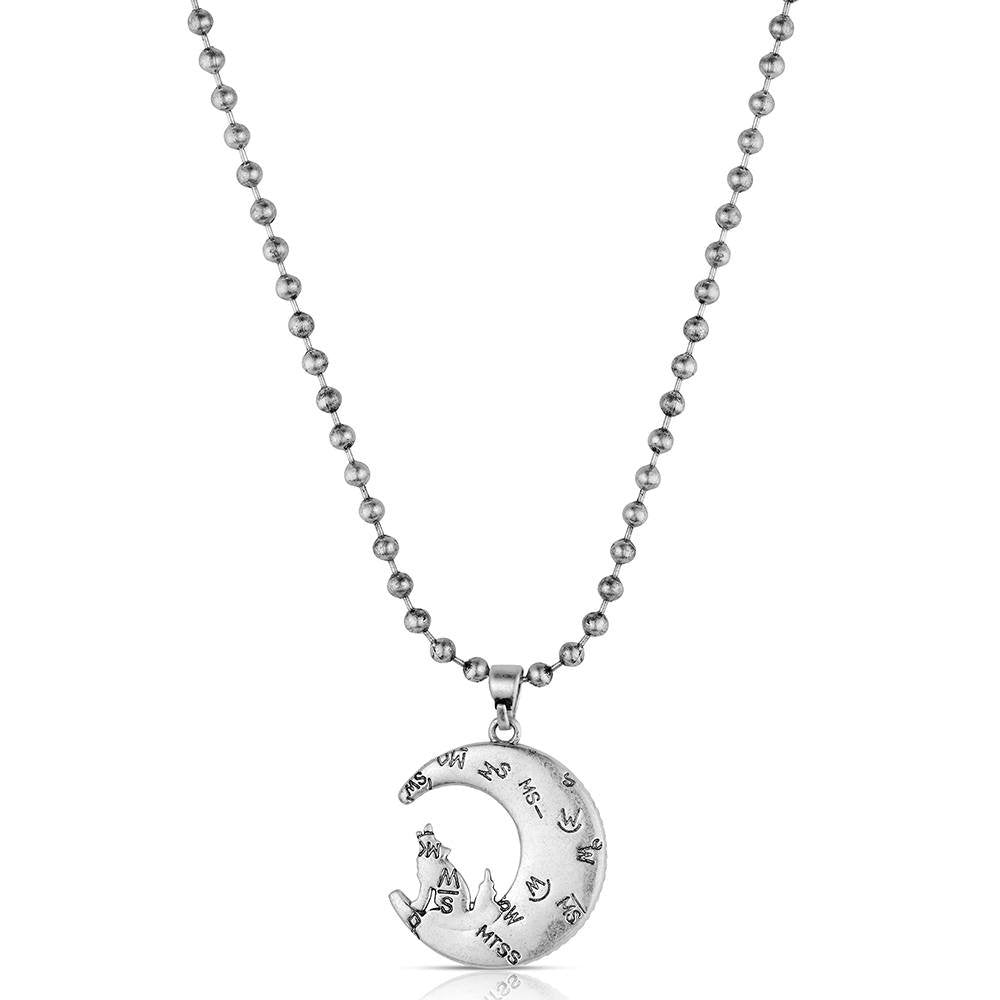 Western moon pendant necklace by Montana Silversmiths featuring crafted turquoise, polished silver-tone details, and elegant Southwestern-inspired design.