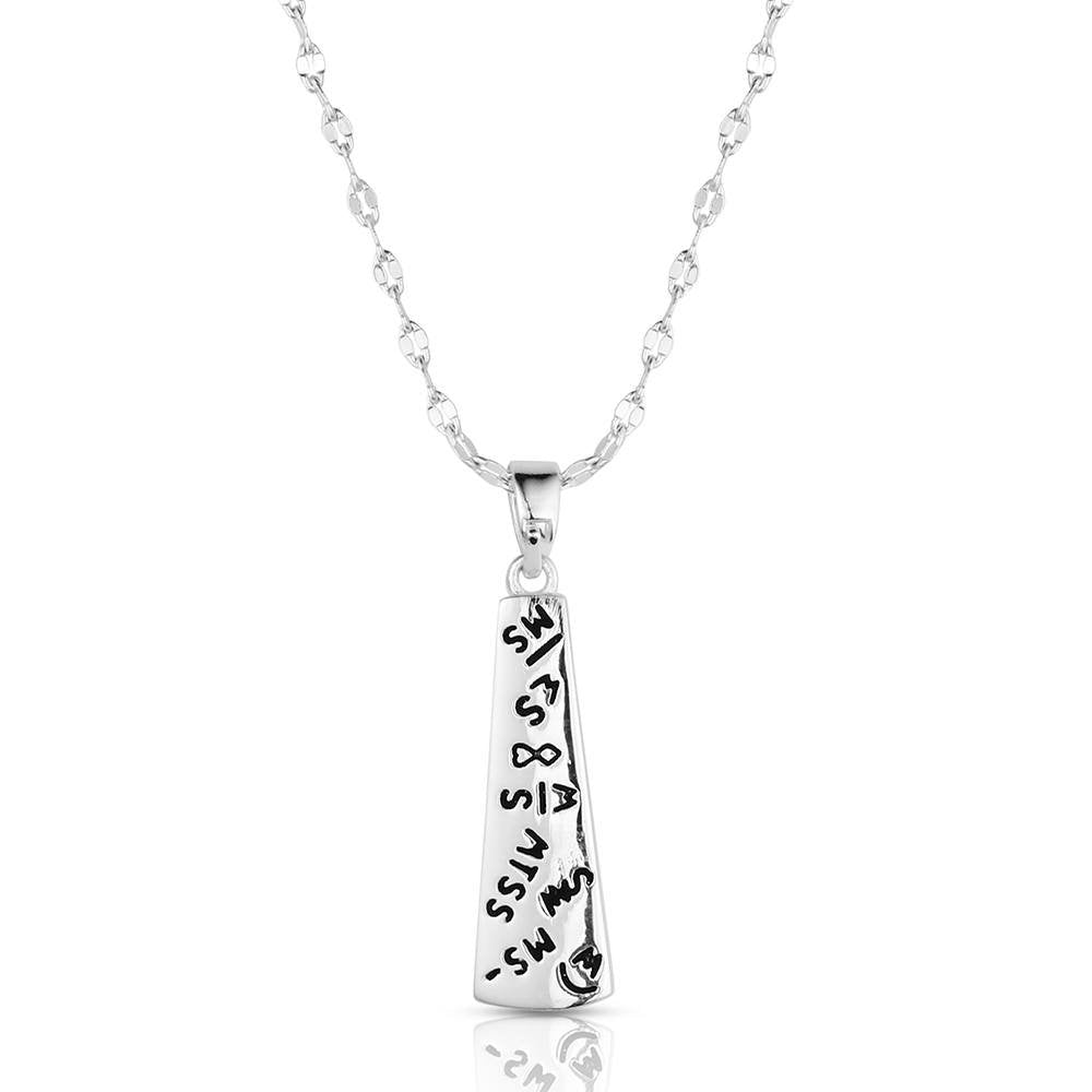 Western turquoise horseshoe pendant necklace by Montana Silversmiths featuring crafted turquoise, polished silver-tone details, and classic cowgirl style.