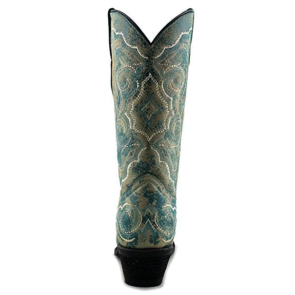 
                  
                    Back View of Corral Boots Girls' Turquoise Embroidered Snip Toe Cowboy Boot
                  
                