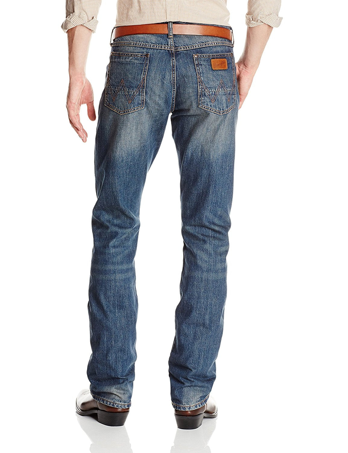 Back of Men's Wrangler Retro Slim Fit Straight Leg Jeans