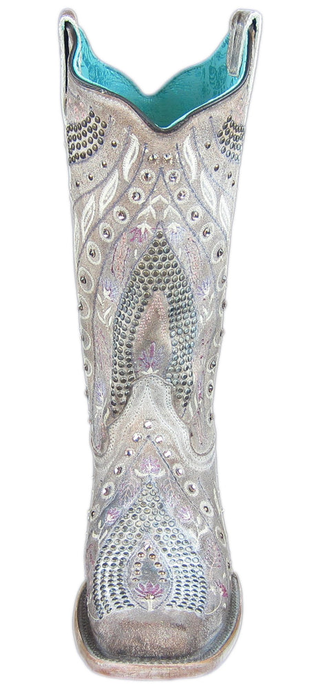 Front View of Corral Boots Women's Floral Embroidered Studded Western Boot