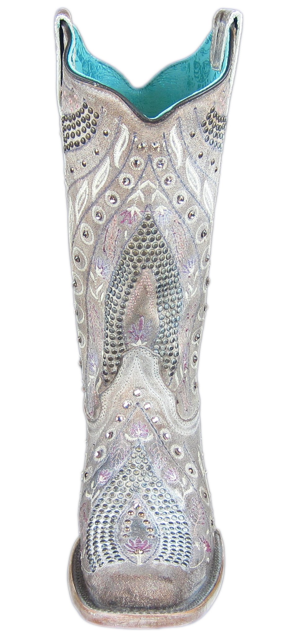 Front View of Corral Boots Women's Floral Embroidered Studded Western Boot