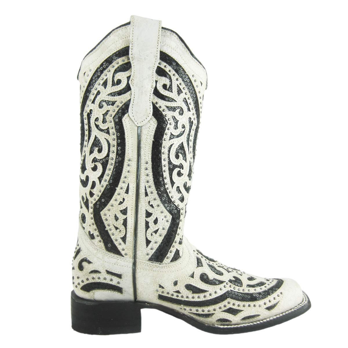 Side Profile of Corral Boots Women's Studded Sequin Inlay Western Boot