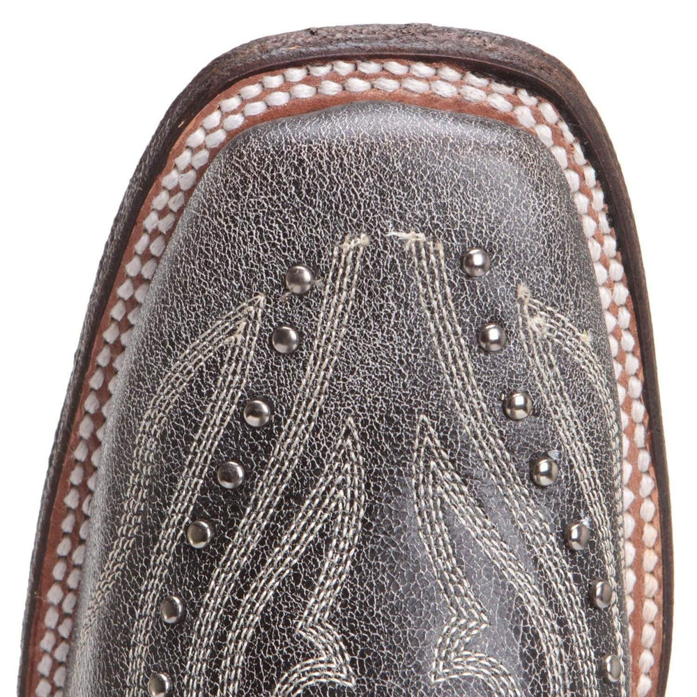 
                  
                    Close-up of Corral Boots Girls' Black Embroidered Square Toe Cowboy Boot Toe Box
                  
                