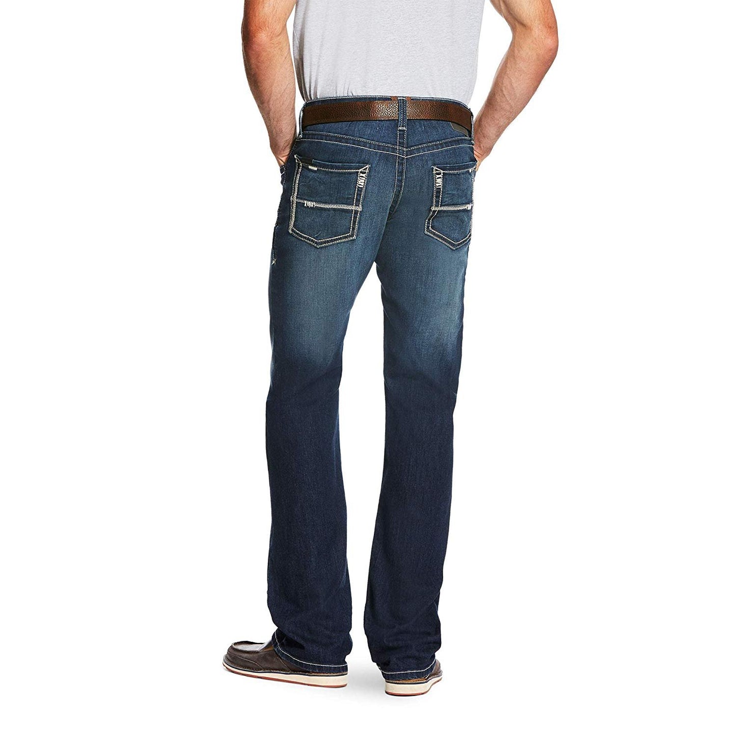 Back of Ariat Men's M5 Slim Cooper TekStretch Stackable Straight Leg Jeans