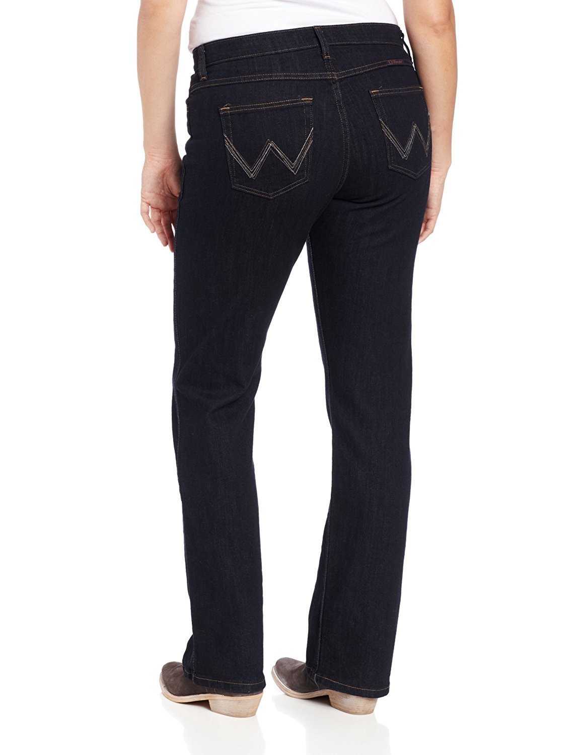 Back of Women's Wrangler Ultimate Riding Q-Baby Mid Rise Bootcut Jeans