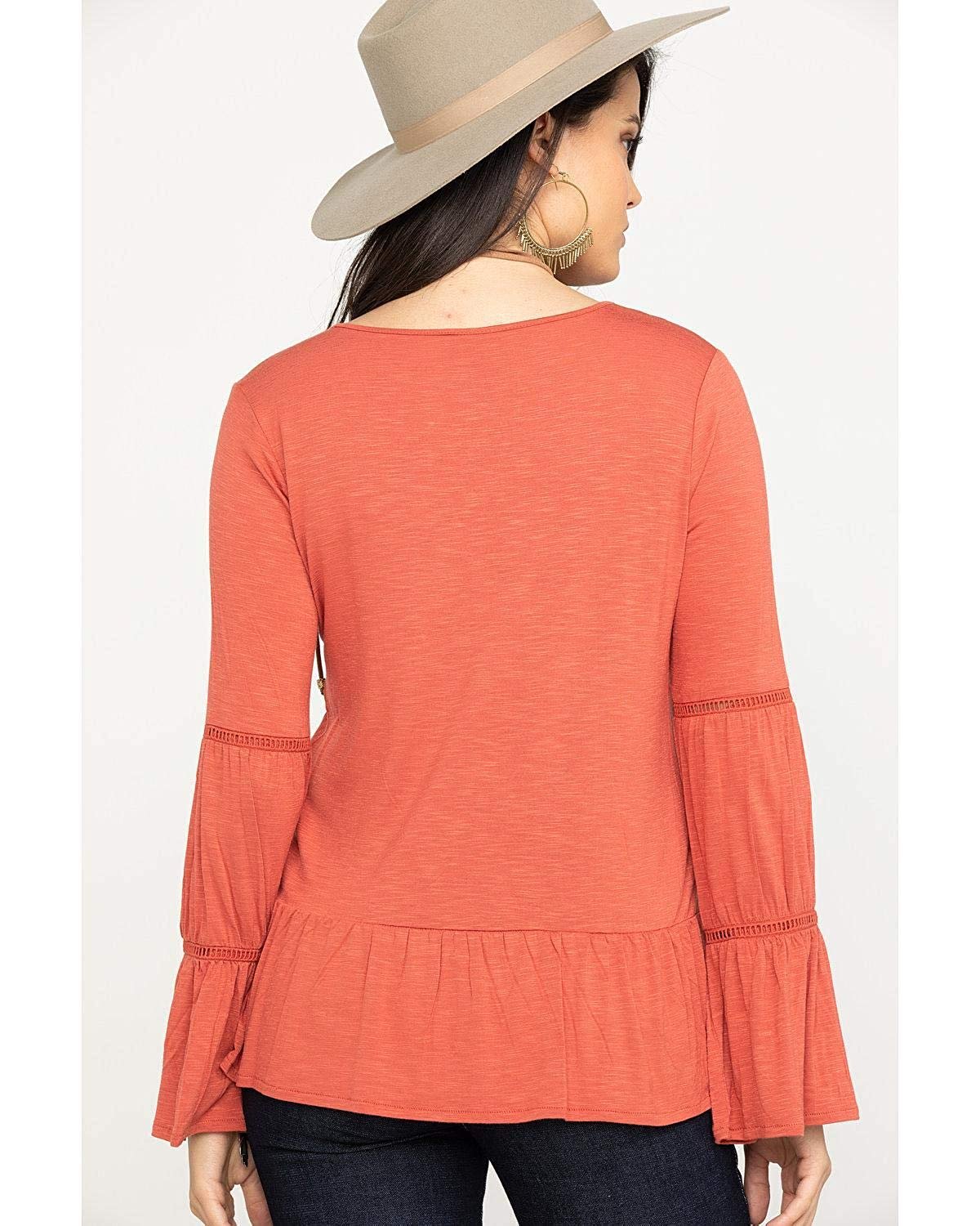Back of Women's Wrangler Tiered Peasant Top