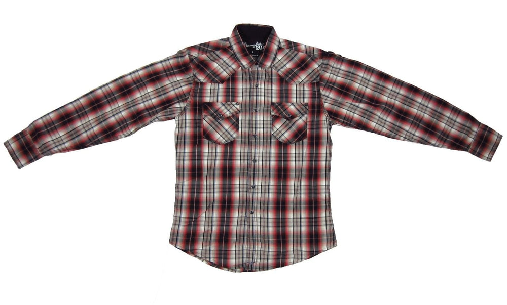 
                  
                    Front of Men's Wrangler 20X Western Plaid Pearl Snap Shirt
                  
                