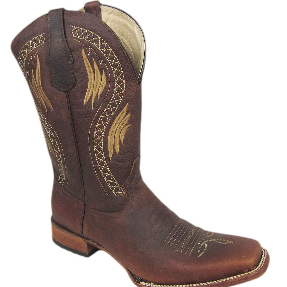Side Profile of Corral Boots Men's Chocolate Embroidery Square Toe Cowboy Boot