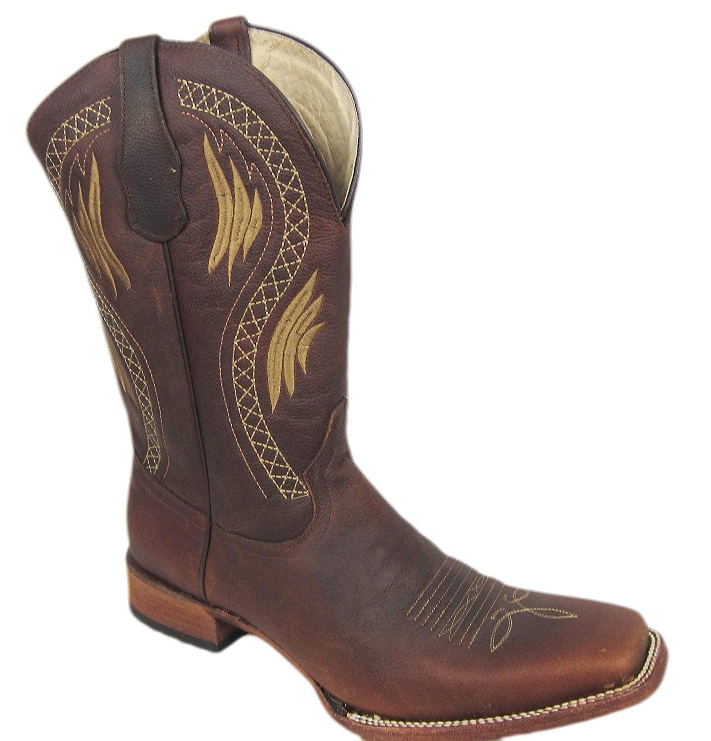 Side Profile of Corral Boots Men's Chocolate Embroidery Square Toe Cowboy Boot