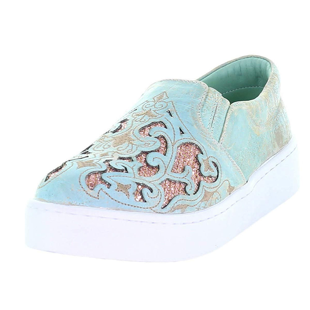 Corral Boots Women's Floral Embroidered Glitter Inlay Sneaker