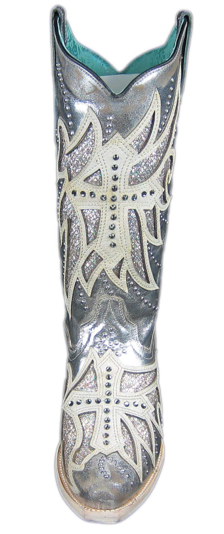 Front View of Corral Boots Women's Embroidered Laser Inlay Western Boot