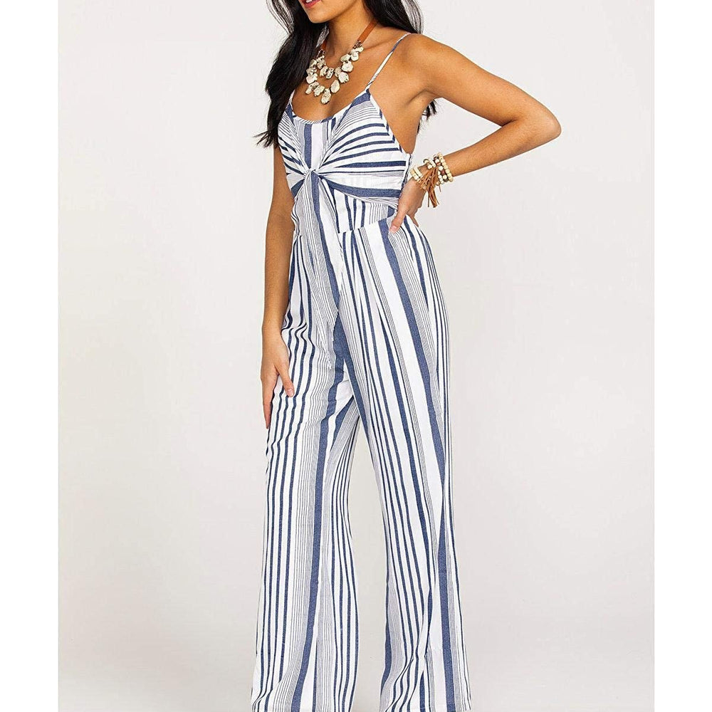 
                  
                    Front of Women's Wrangler Striped Jumpsuit
                  
                