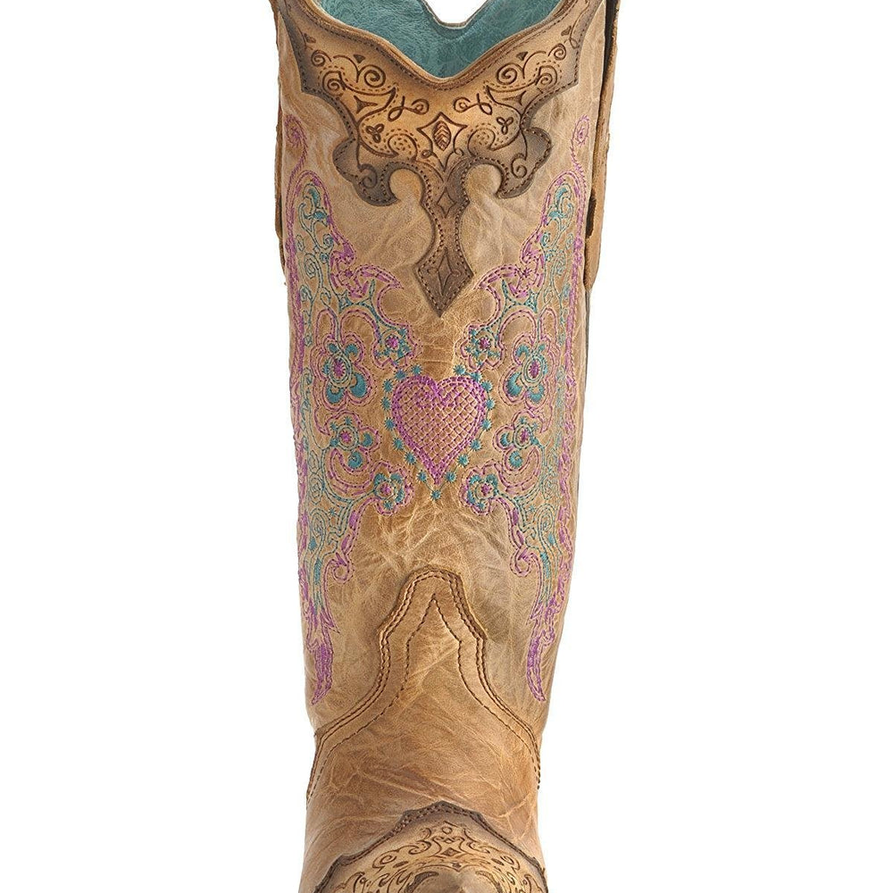 
                  
                    Front View of Corral Boots Women's Floral Embroidery Pointed Toe Western Boot
                  
                