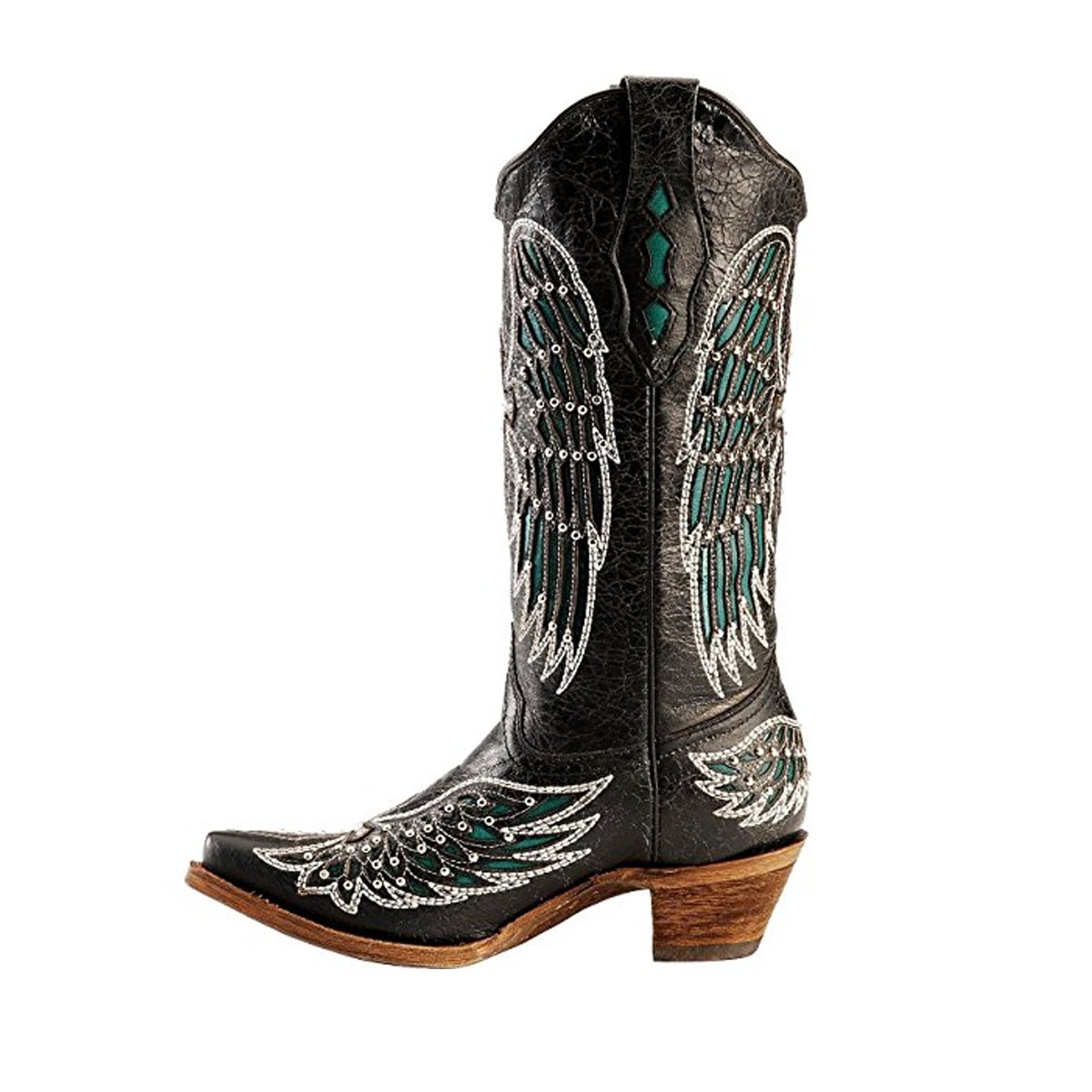 Side Profile of Corral Boots Women's Wings and Cross Snip Toe Western Boot