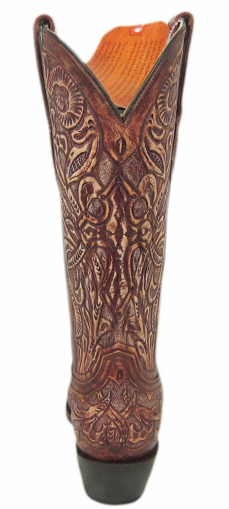 
                  
                    Back View of Corral Boots Brown Tooled Snip Toe Western Boot
                  
                