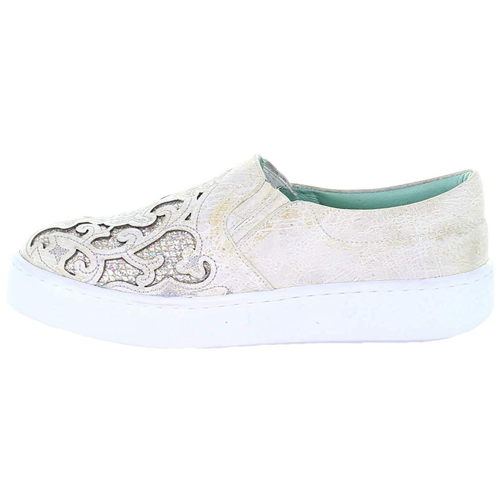 Side Profile of Corral Boots Women's Floral Embroidered Glitter Inlay Sneaker