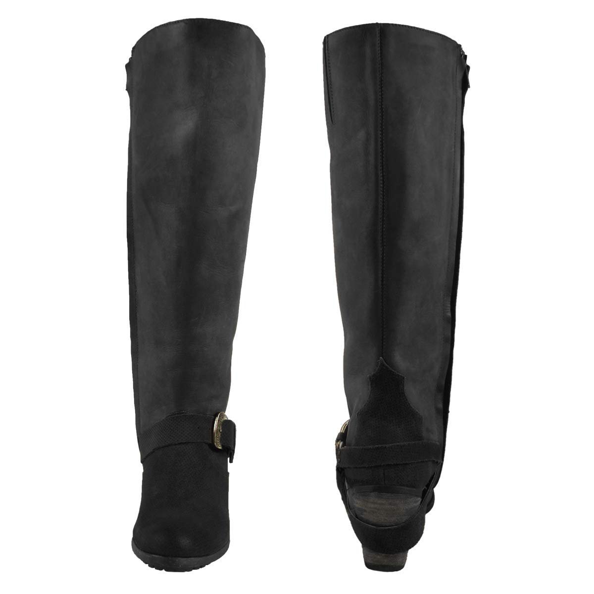 Front and Back Views of Corral Boots Women's Black Harness Moc Toe Western Boot