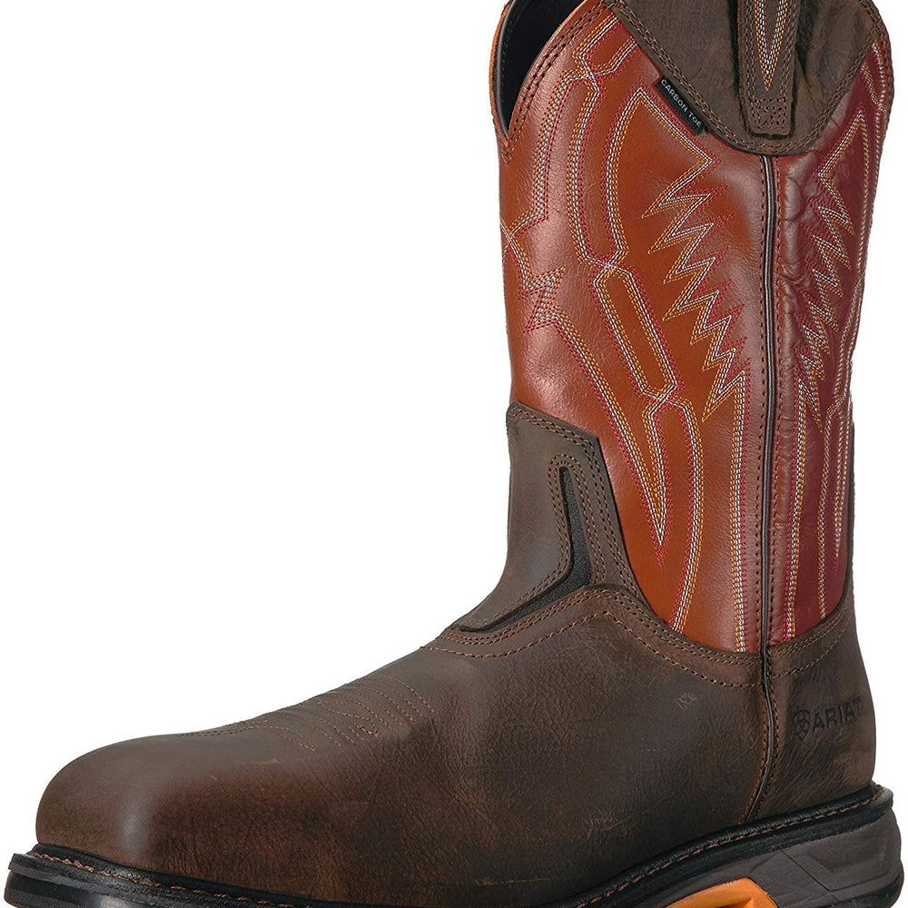 
                  
                    Side Angled Profile of Ariat Men's WorkHog XT Dare Carbon Toe Work Boot in Rye Brown
                  
                