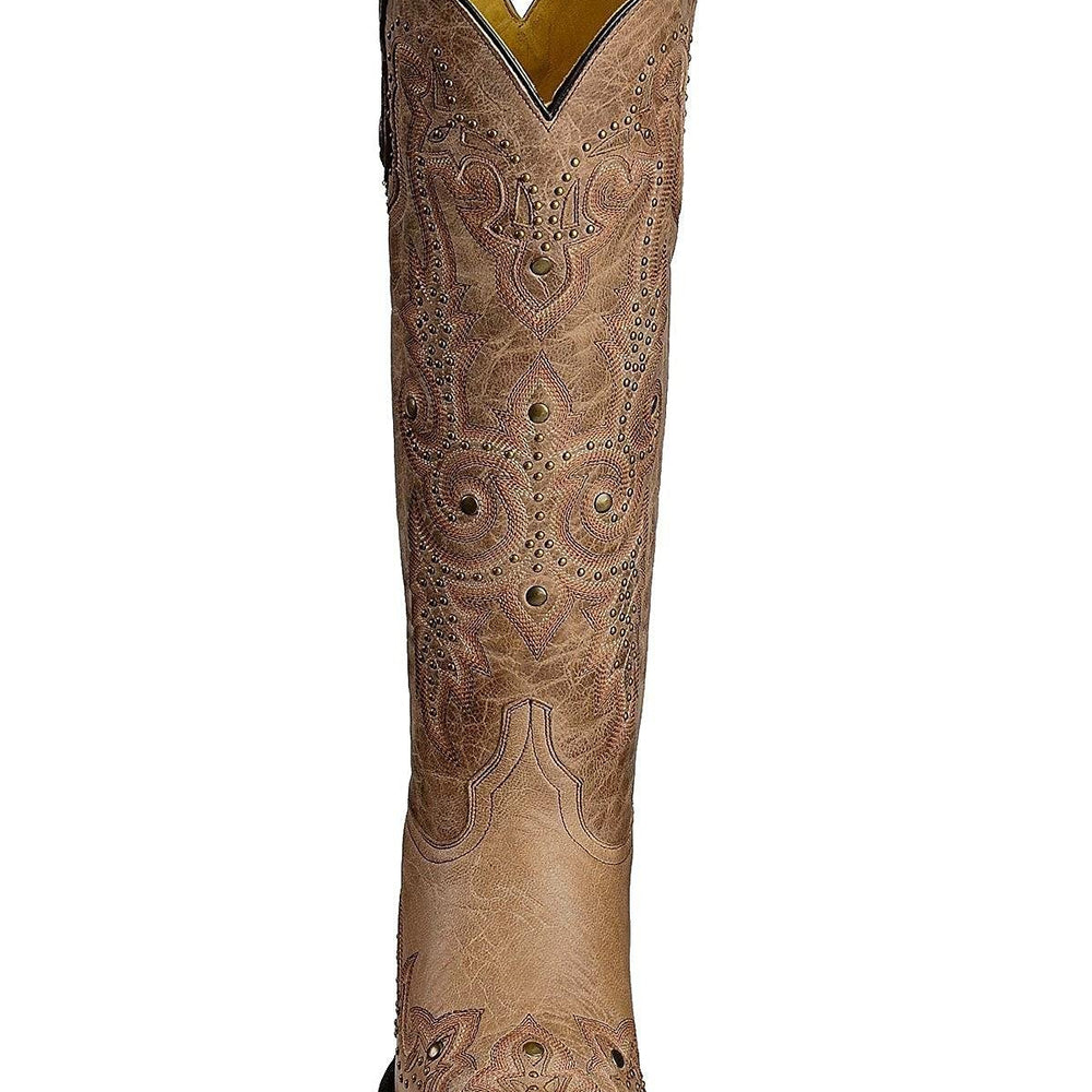 
                  
                    Front View of Corral Boots Women's Bone Studded Snip Toe Western Boot
                  
                