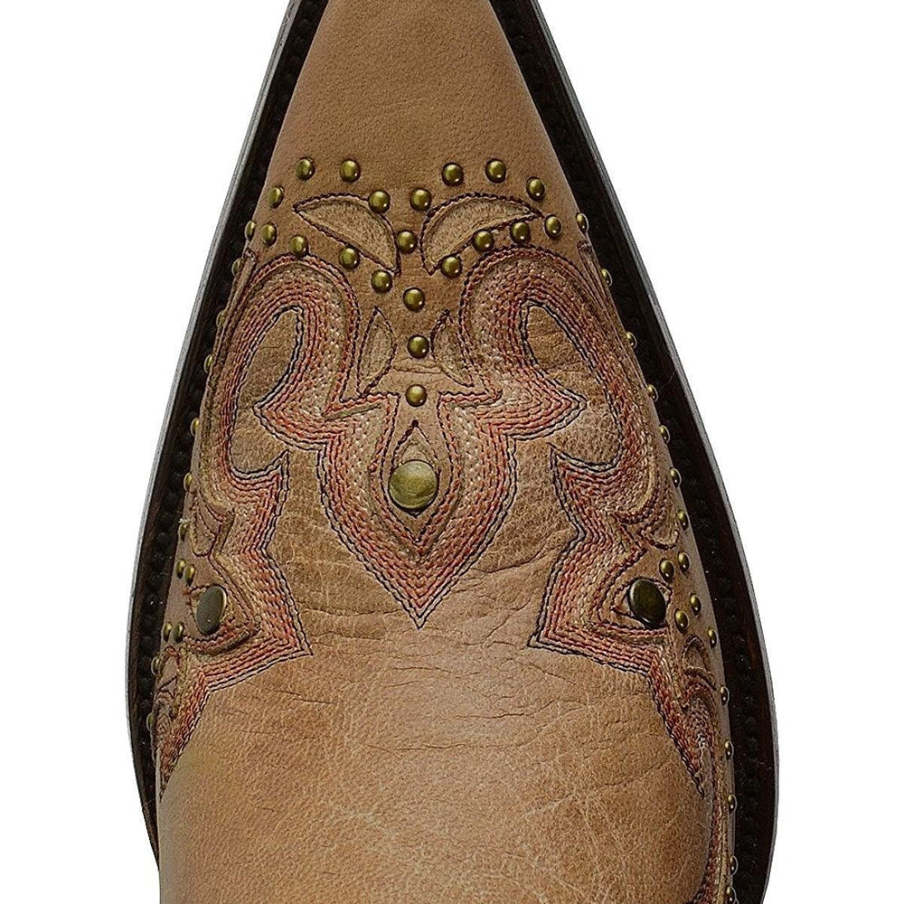 
                  
                    Close-up of Toe Box of Corral Boots Women's Bone Studded Snip Toe Western Boot
                  
                