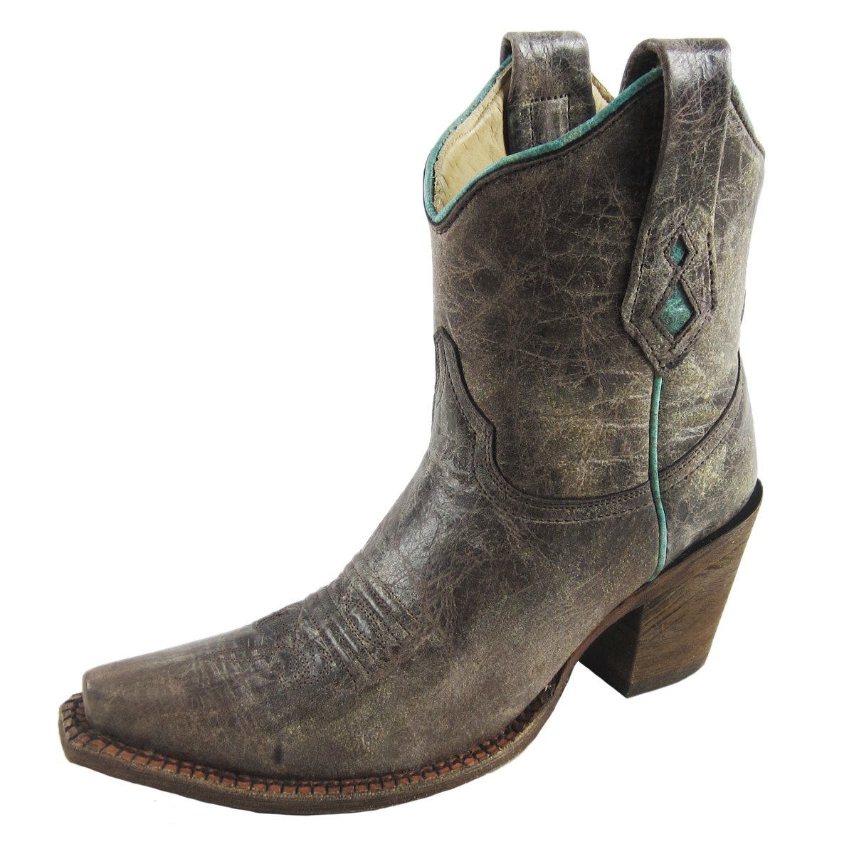 Side Angled Profile of Corral Boots Men's Tobacco Eagle Snip Toe Cowboy Boot