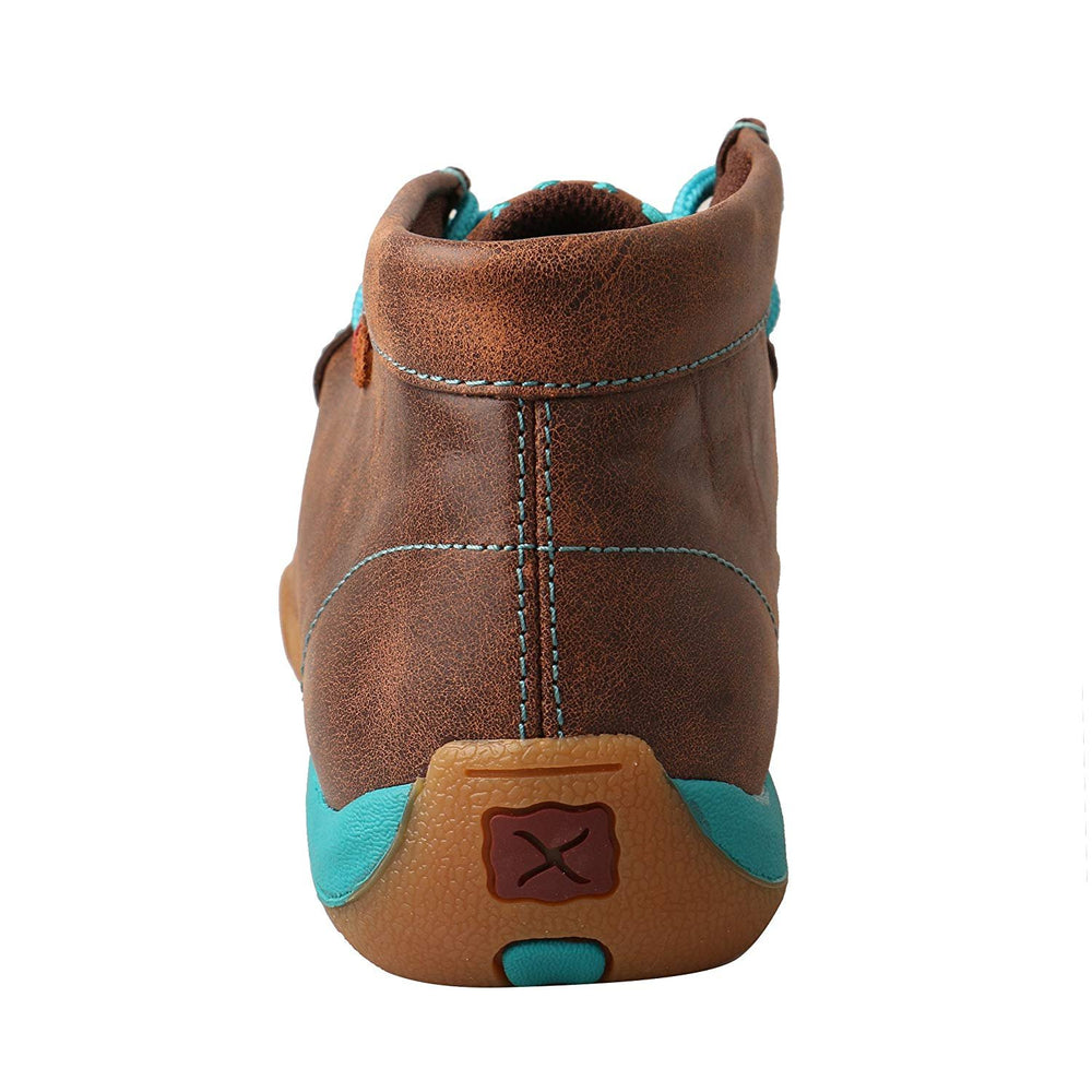 
                  
                    Back View of Twisted X Women's Chukka Driving Moc in Brown/Turquoise
                  
                