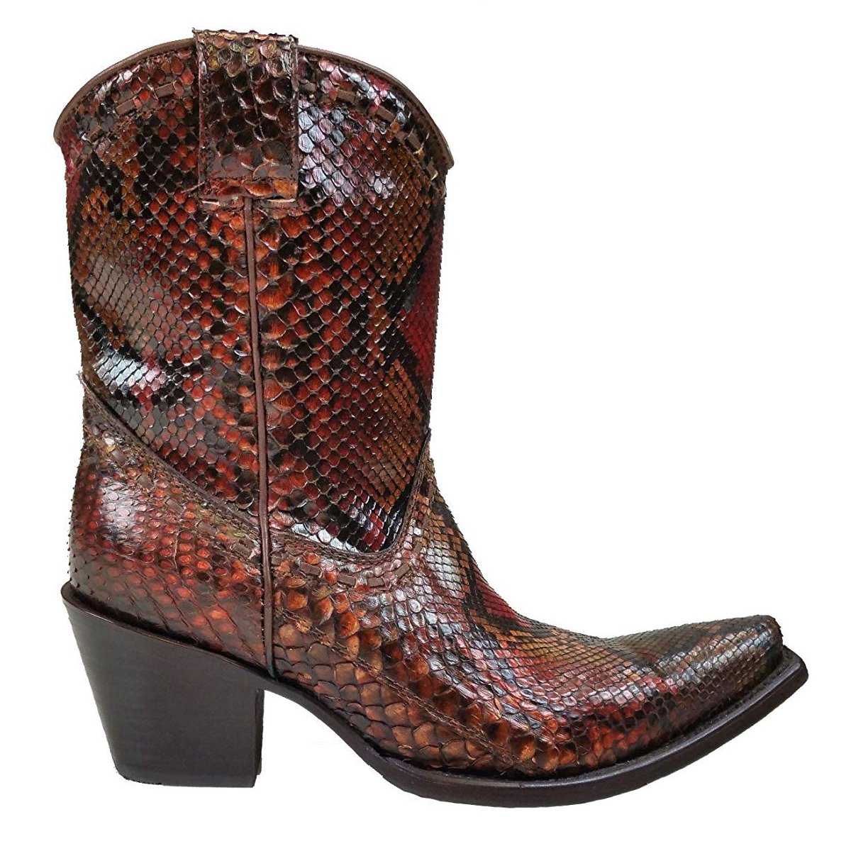 Side Profile of Corral Boots Women's Python Snip Toe Ankle Western Boot