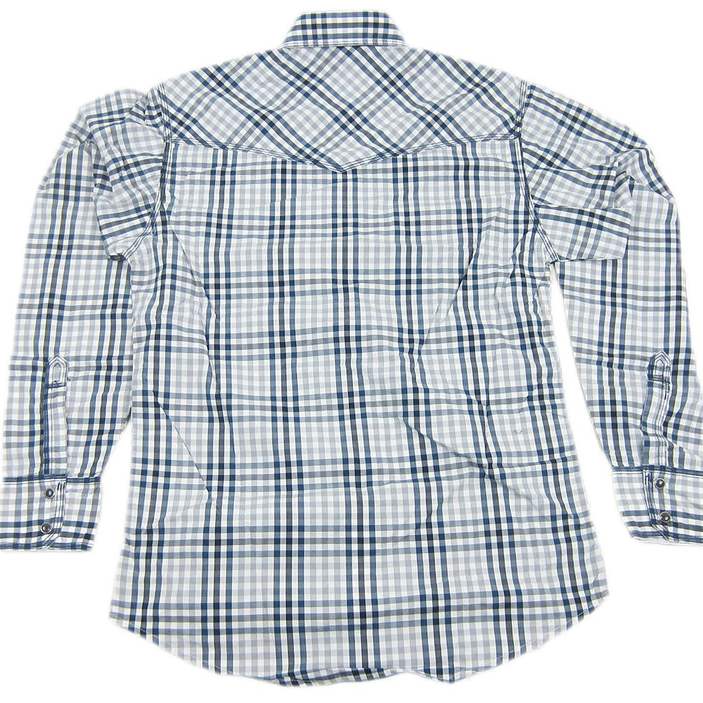 Back of Men's Wrangler 20X Western Plaid Shirt