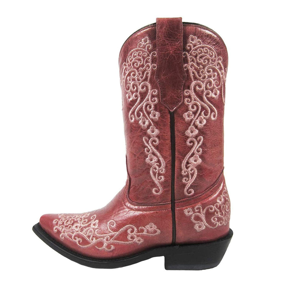 
                  
                    Side Profile of Corral Boots Girls' Pink Color Floral Embroidery Cowboy Boot
                  
                