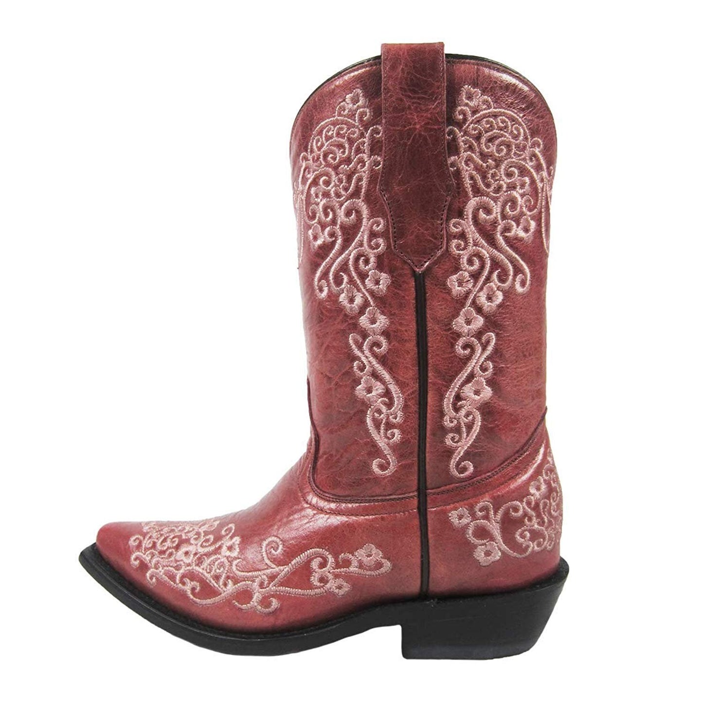 Side Profile of Corral Boots Girls' Pink Color Floral Embroidery Cowboy Boot
