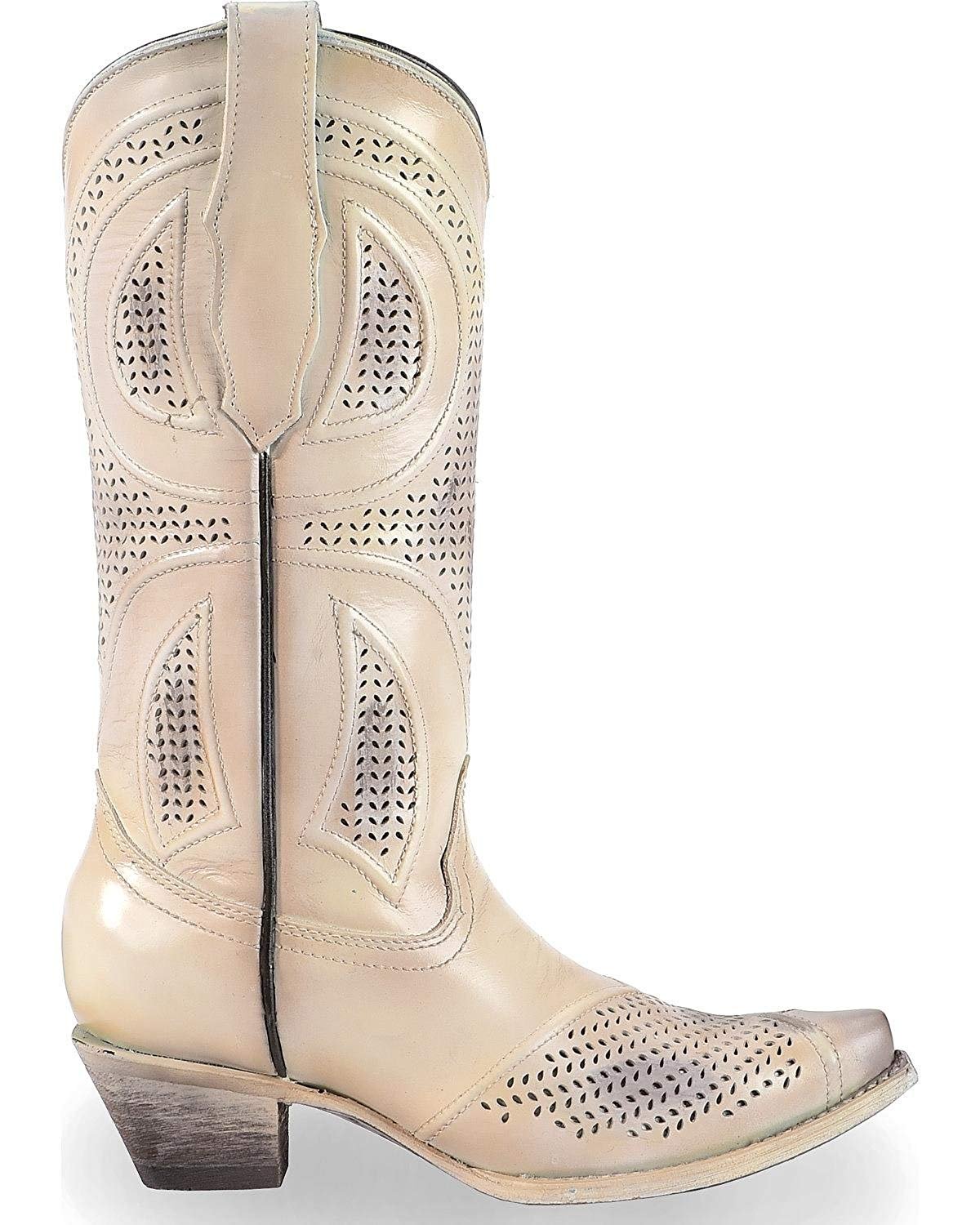 Side Profile of Corral Boots Women's Laser Cut Snip Toe Wedding Boot
