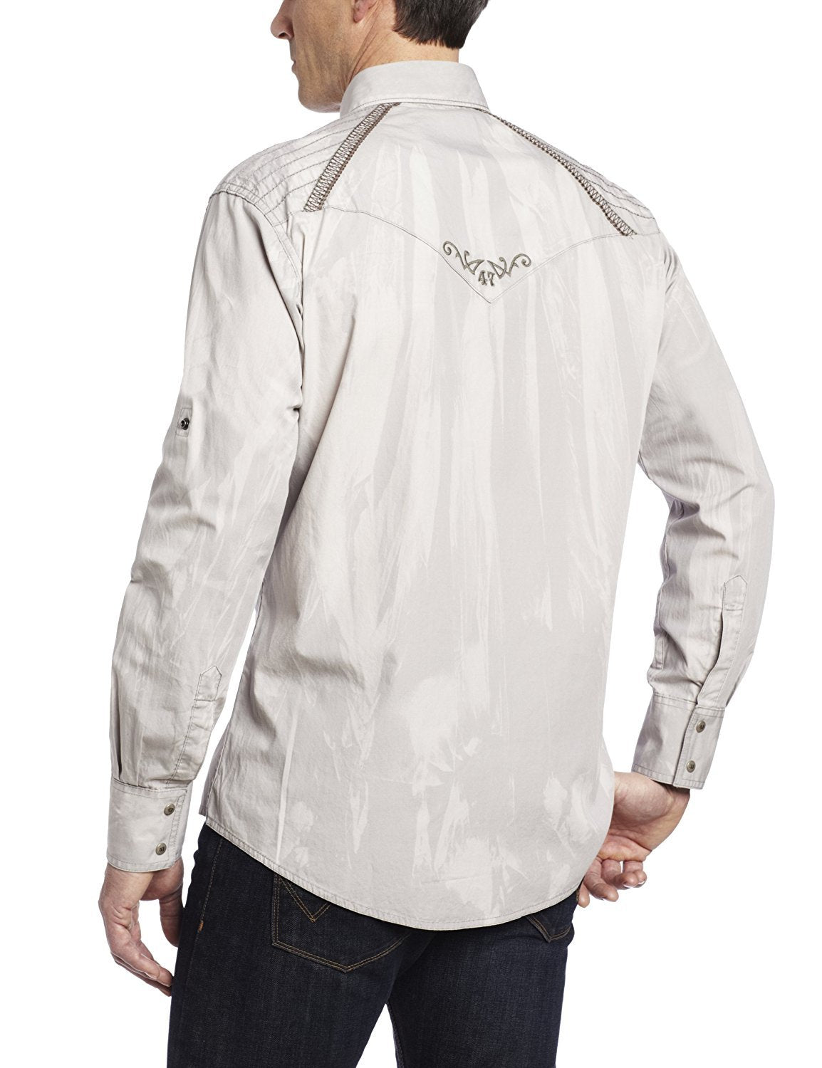 Back of Men's Wrangler Rock 47 Long Sleeve Dress Shirt