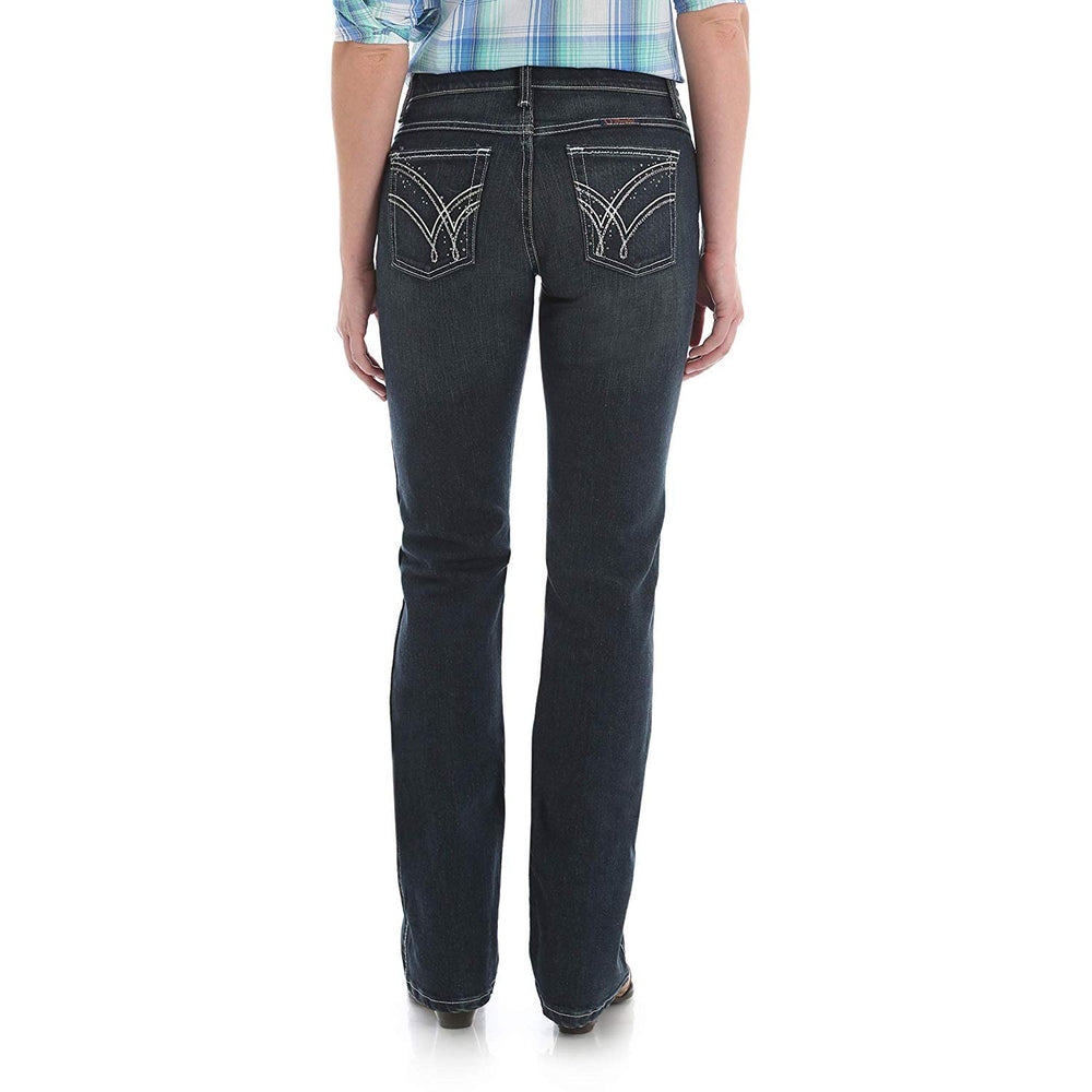 
                  
                    Back of Women's Wrangler Ultimate Riding Q-Baby Mid Rise Bootcut Jeans
                  
                