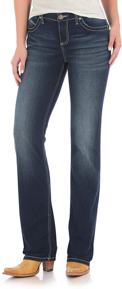 
                  
                    Front of Women's Wrangler Ultimate Riding Q-Baby Mid Rise Bootcut Jeans
                  
                