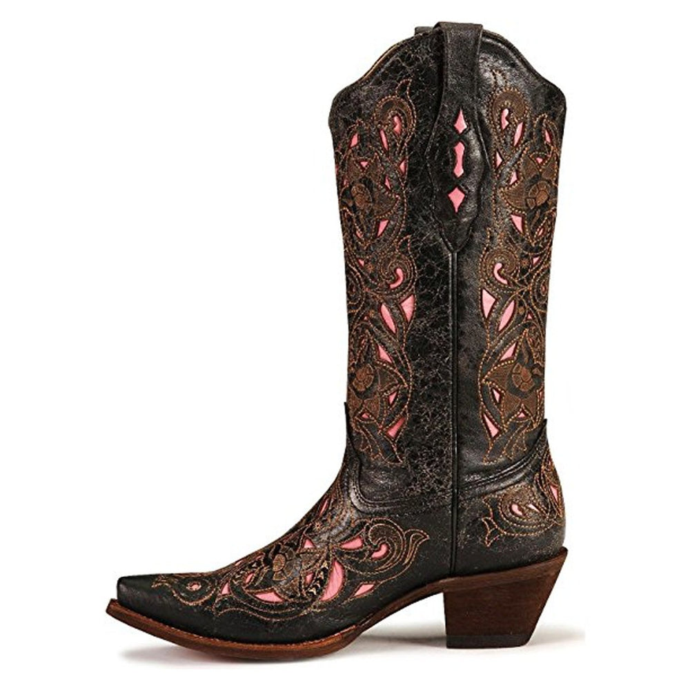 
                  
                    Alternate Side Profile of Corral Boots Women's Pink Inlay Snip Toe Western Boot
                  
                