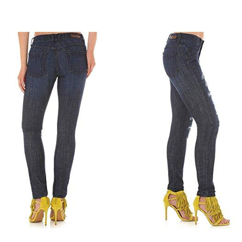 
                  
                    Side and Back Views of Women's Wrangler Ripped Mid Rise Skinny Jeans
                  
                
