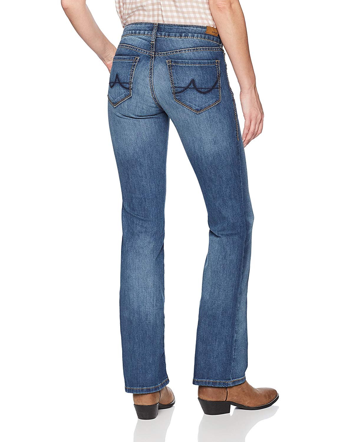 Back of Ariat Women's Ultra Stretch Satin Stitch Demi Boot Cut Jeans