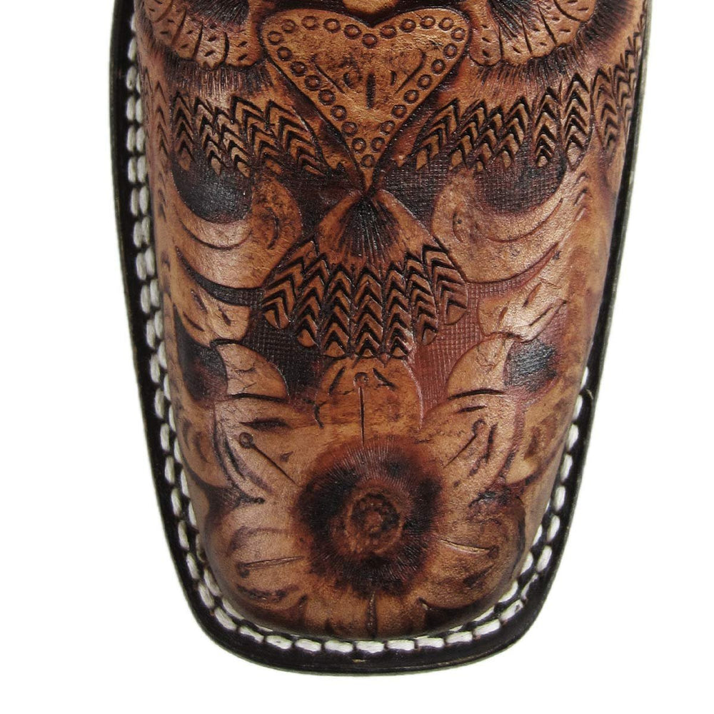 
                  
                    Close-up of Toe Box of Corral Boots Women's Hand Tooled Square Toe Western Boot
                  
                