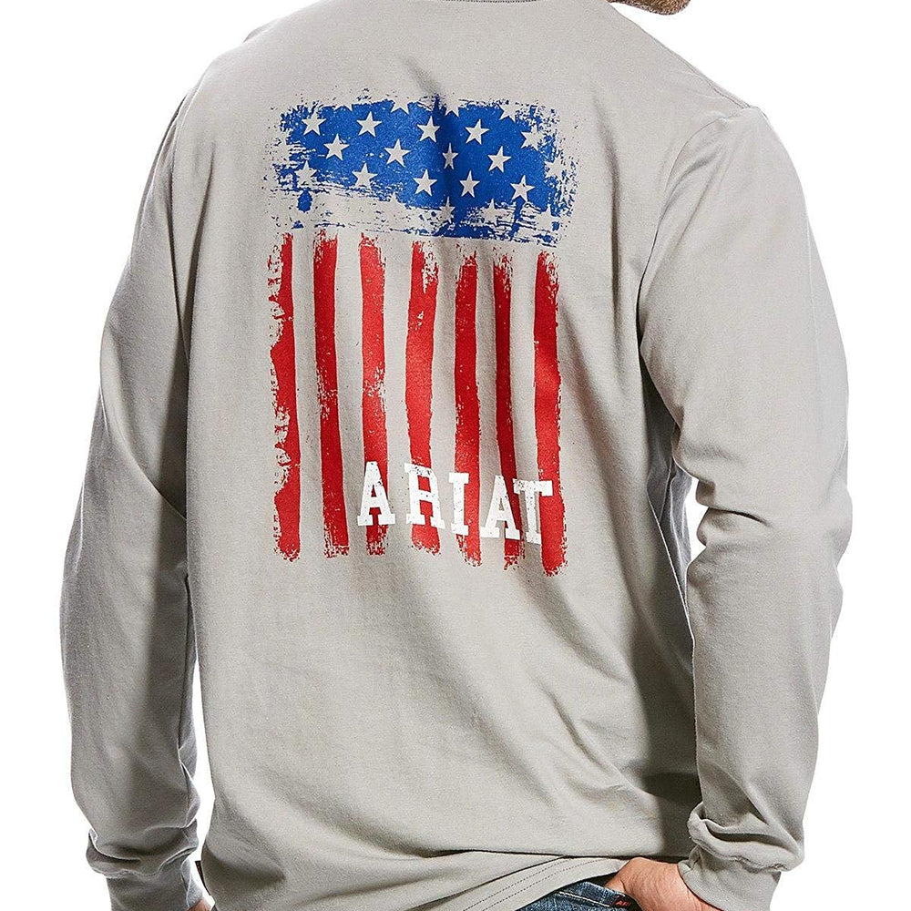 
                  
                    Back of Ariat Men's FR Work Crew Long Sleeve Shirt in Silver Fox
                  
                