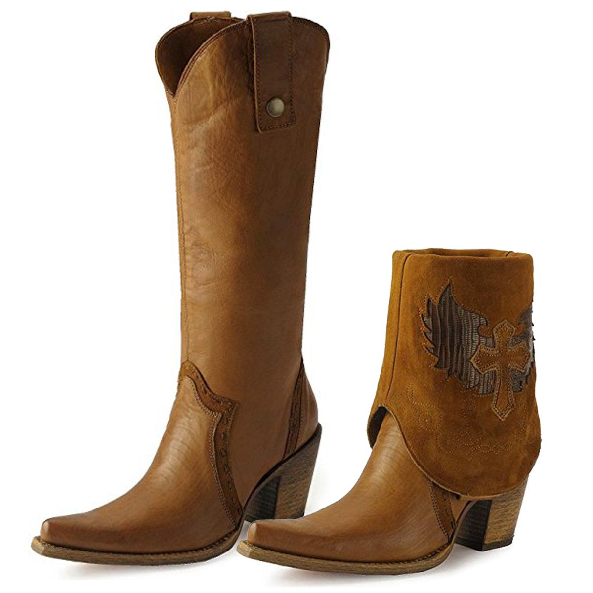 Corral Boots Women's Lizard Cuffed Snip Toe Western Boot, Uncuffed and Cuffed Styling