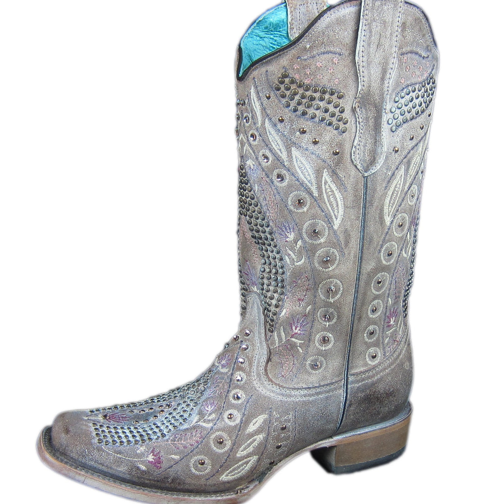 
                  
                    Side Profile of Corral Boots Women's Floral Embroidered Studded Western Boot
                  
                
